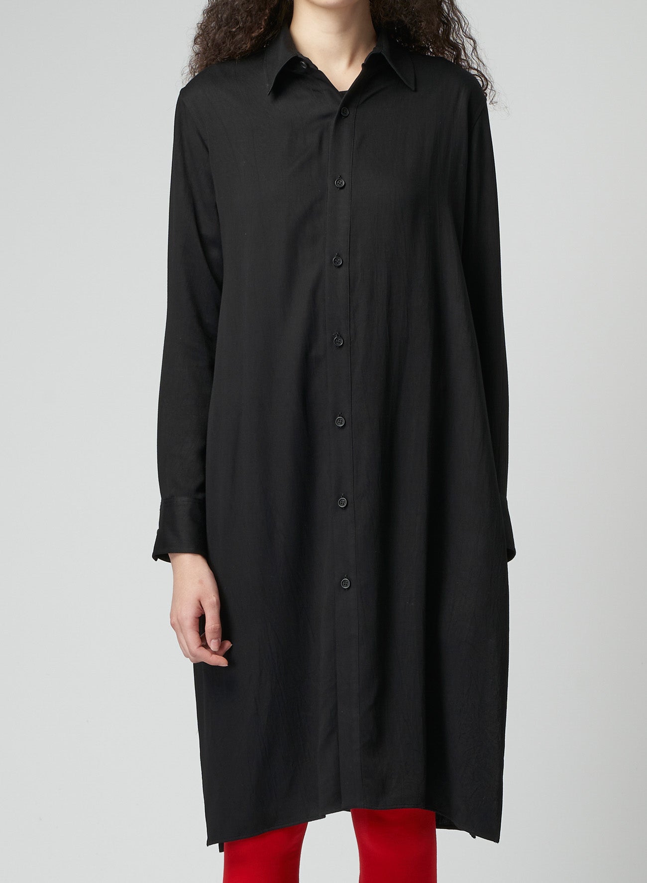 RAYON SATIN LONG SHIRT WITH SIDE SLITS