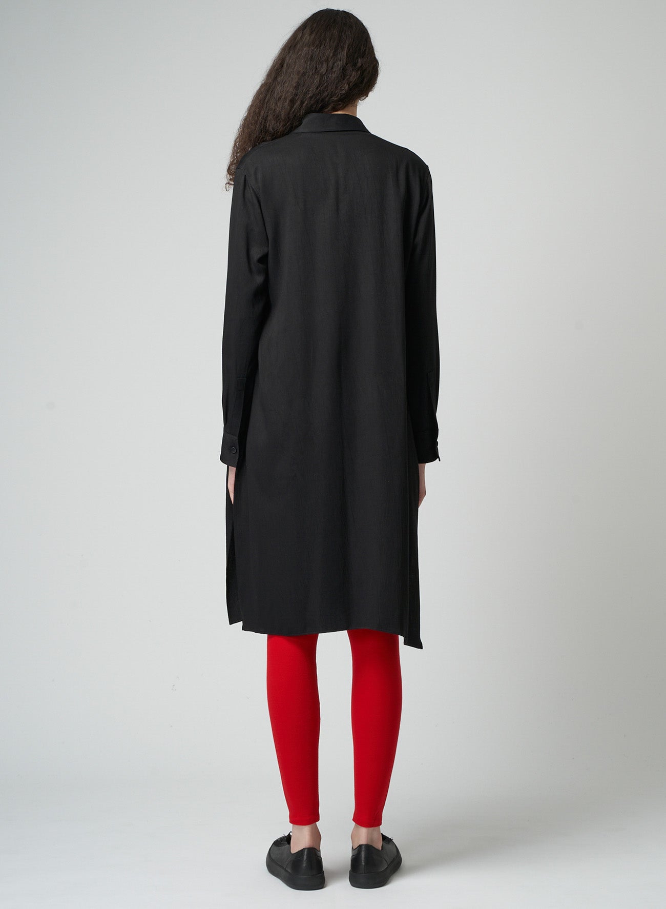 RAYON SATIN LONG SHIRT WITH SIDE SLITS