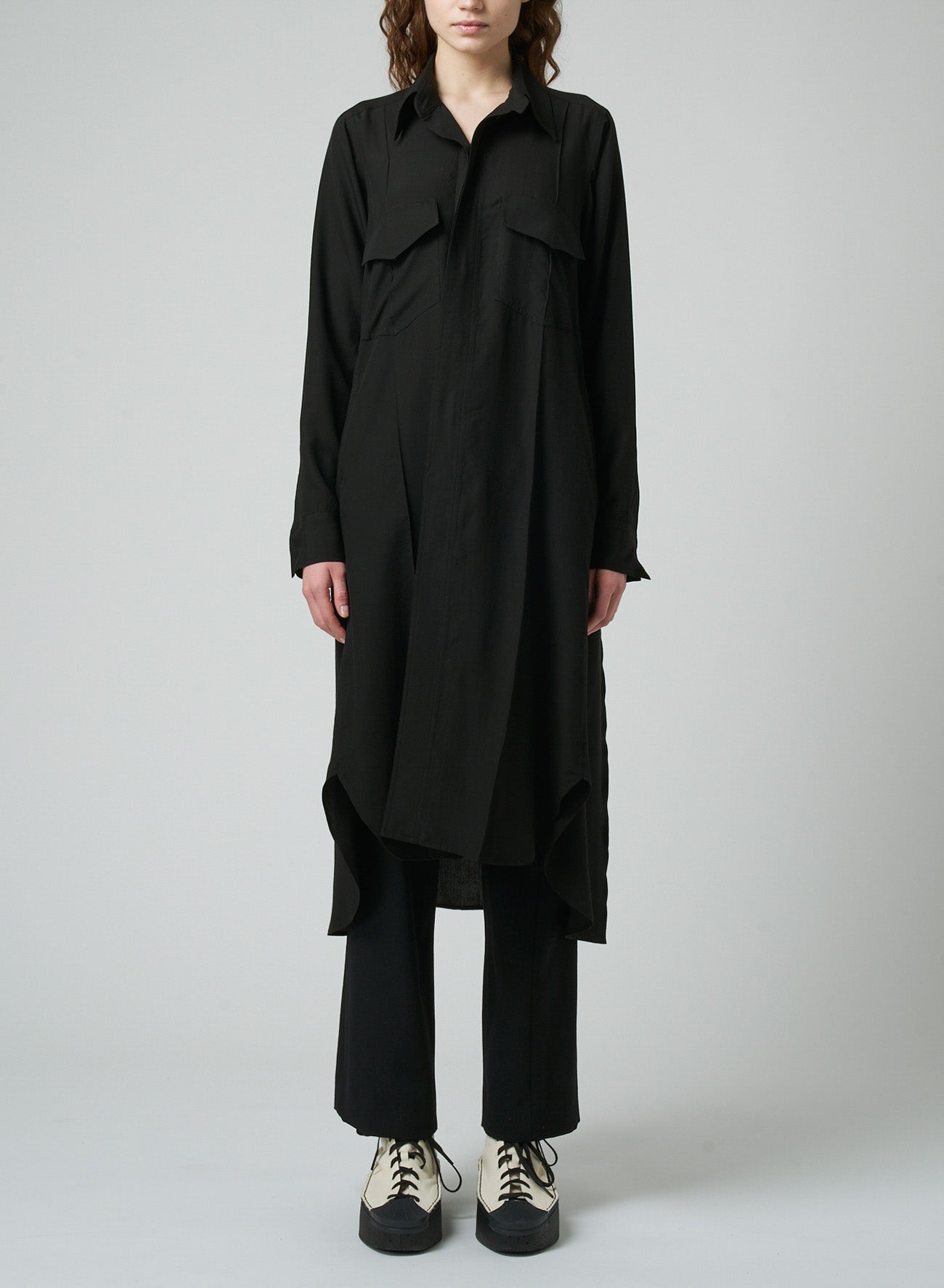 CELLULOSE POPLIN WORK SHIRT LONG DRESS