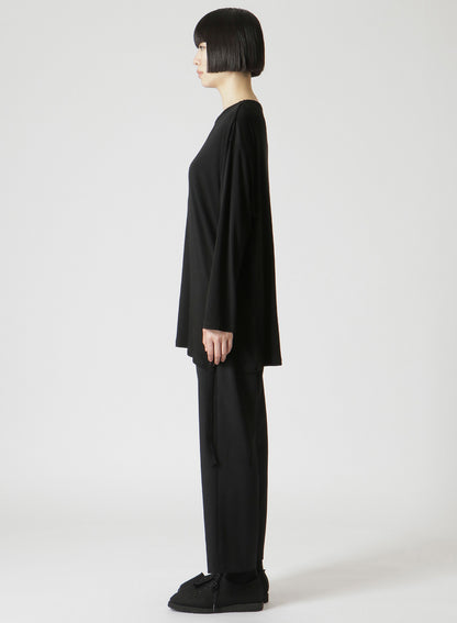 WOOL CHIFFON SIDE TAB LONG SLV T