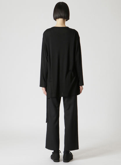 WOOL CHIFFON SIDE TAB LONG SLV T
