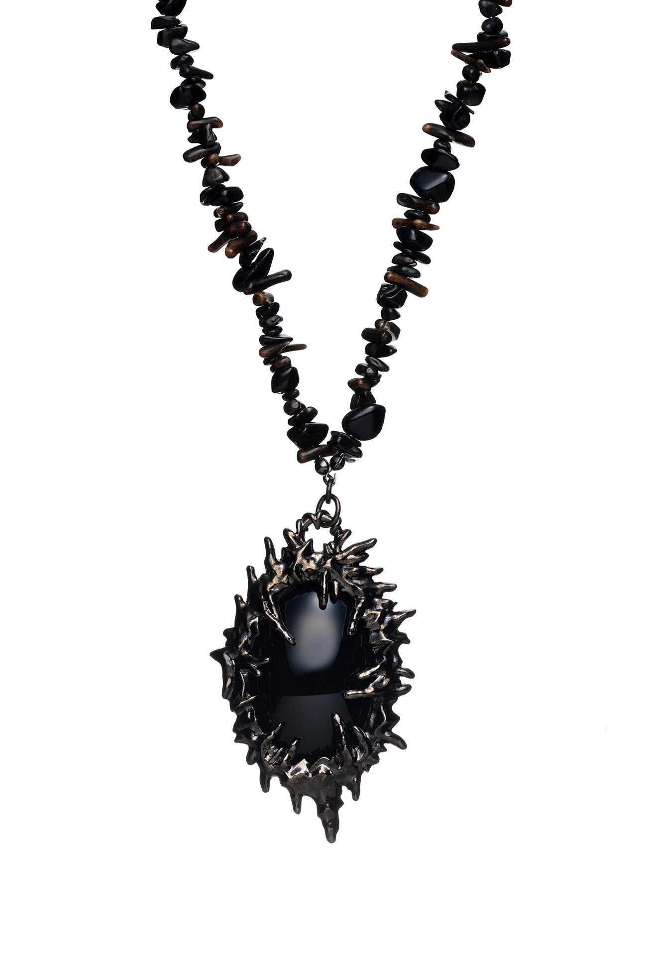BRASS/OBSIDIAN ECLIPSE NECKLACE