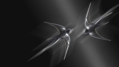 TIN ALLOY SMOKED SWALLOW BROOCH