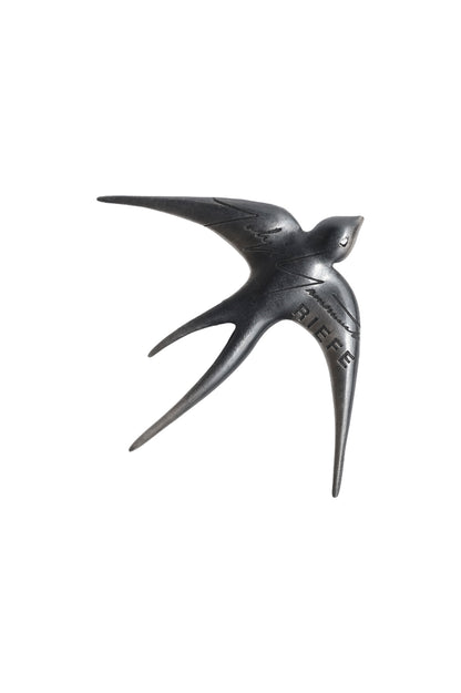 TIN ALLOY SMOKED SWALLOW BROOCH