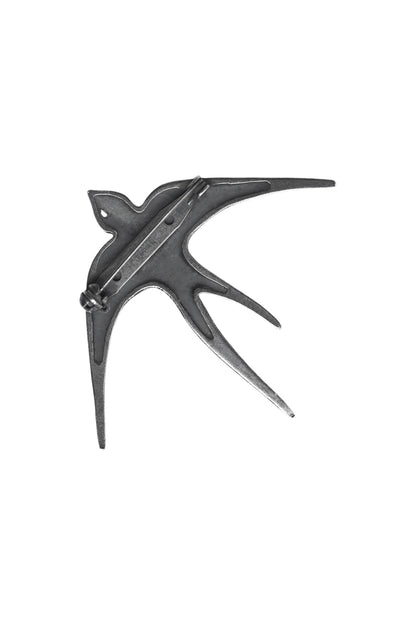 TIN ALLOY SMOKED SWALLOW BROOCH