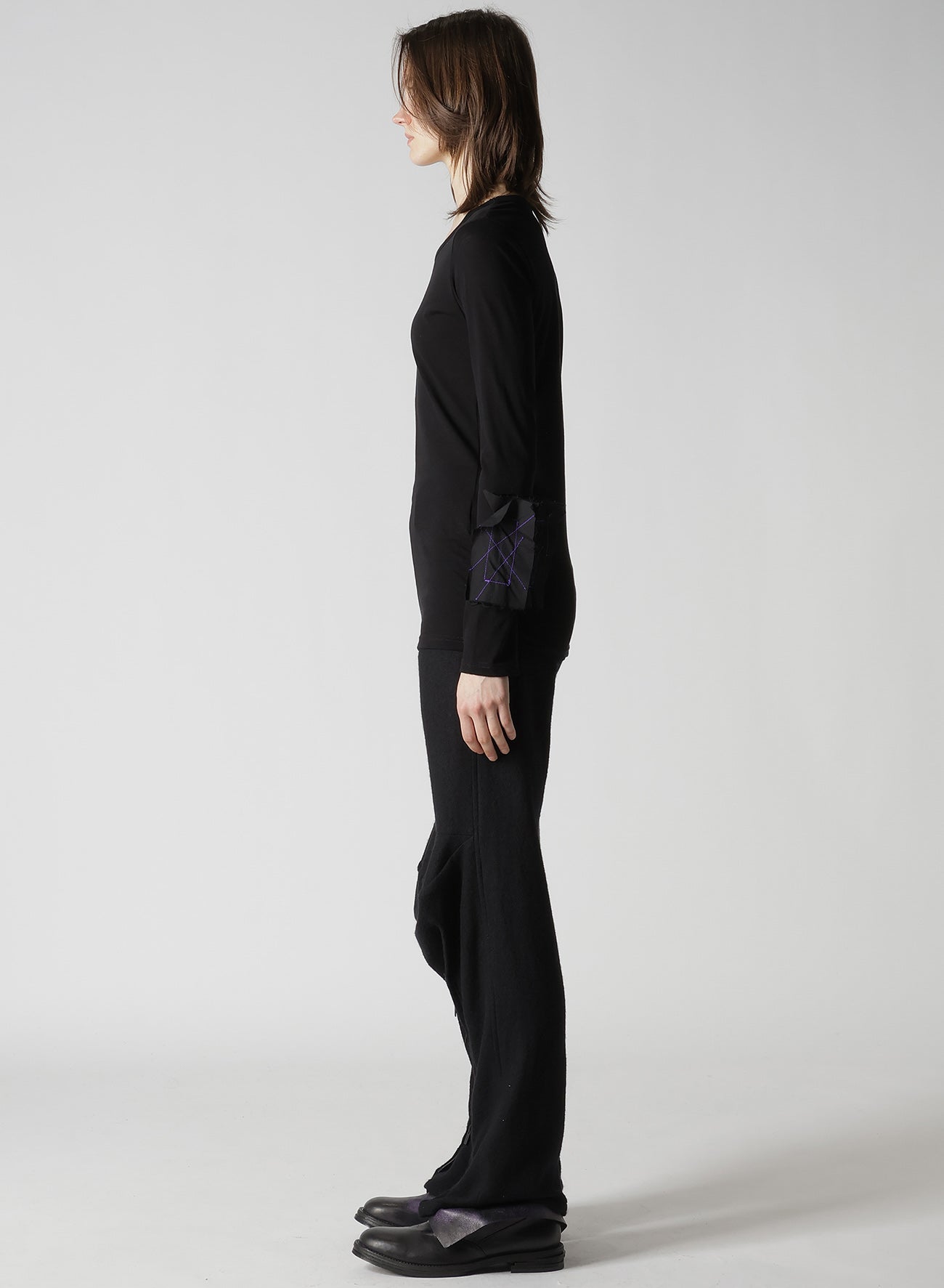 COTTON SINGLE JERSEY R MOTIF LONG T-SHIRT