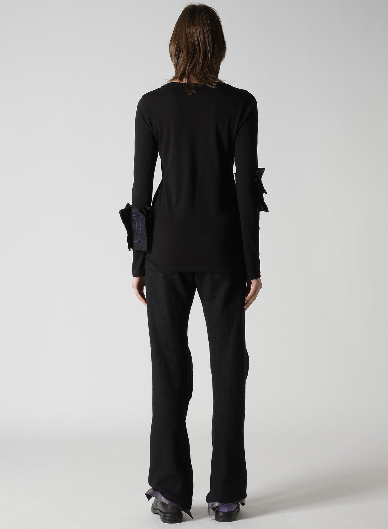 COTTON SINGLE JERSEY R MOTIF LONG T-SHIRT