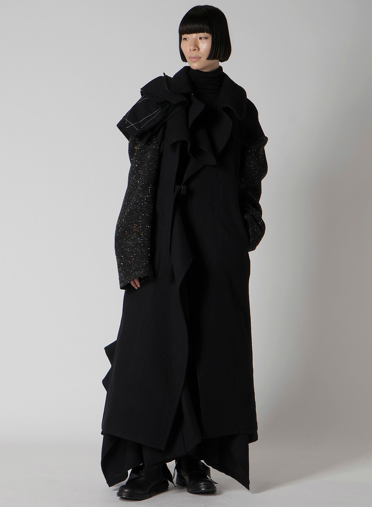 WOOL CHIFFON HIGHNECK LONG T B
