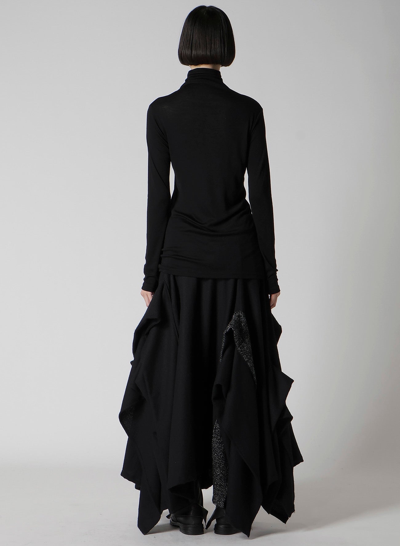 WOOL CHIFFON HIGHNECK LONG T B