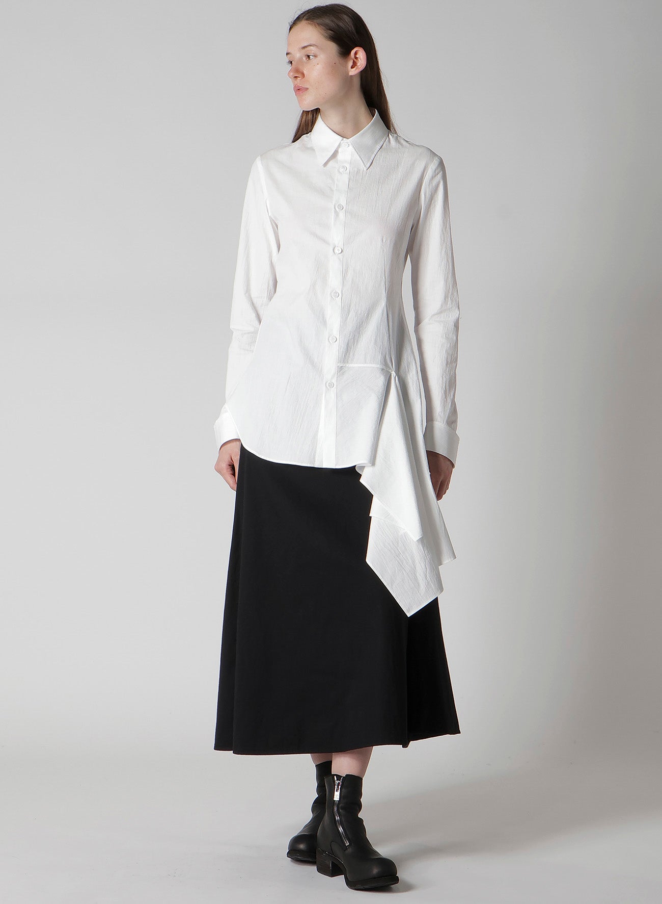 COTTON BROAD L DRAPED BLOUSE