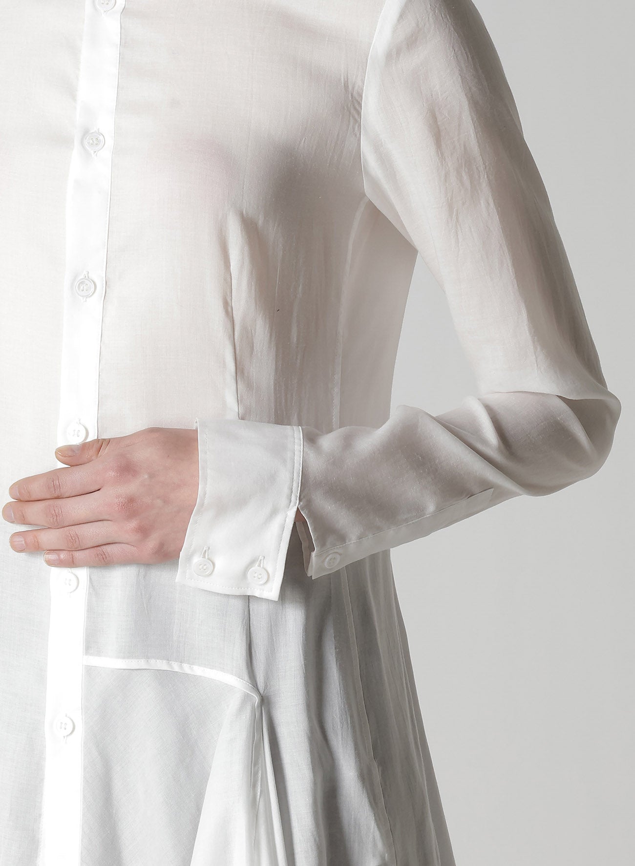 CELLULOSE LAWN L DRAPED BLOUSE