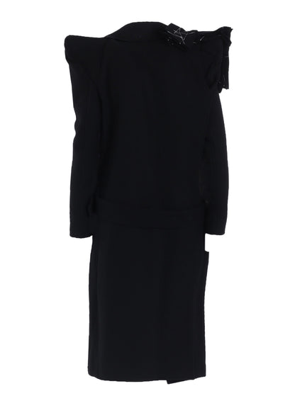 FLANNEL P SHOULDER BELTED COAT