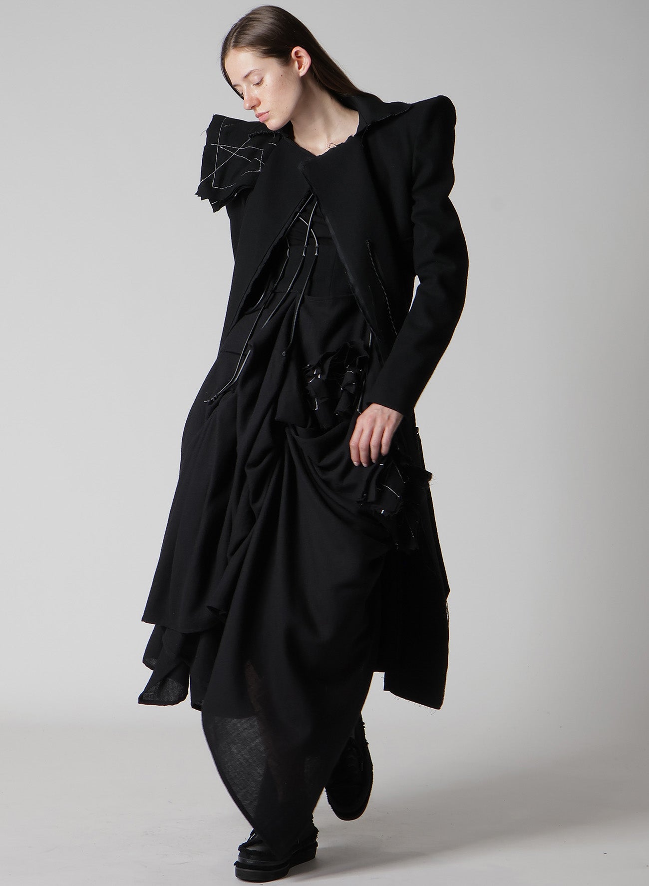 FLANNEL P SHOULDER BELTED COAT