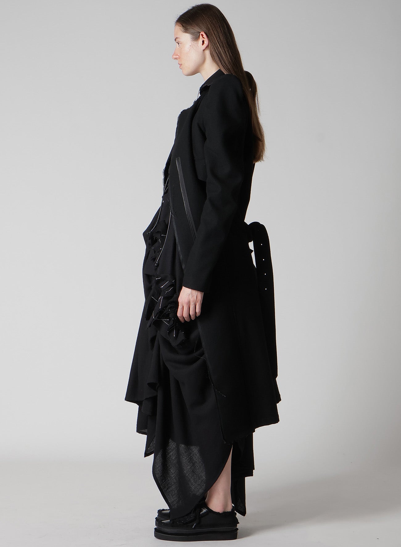 FLANNEL P SHOULDER BELTED COAT