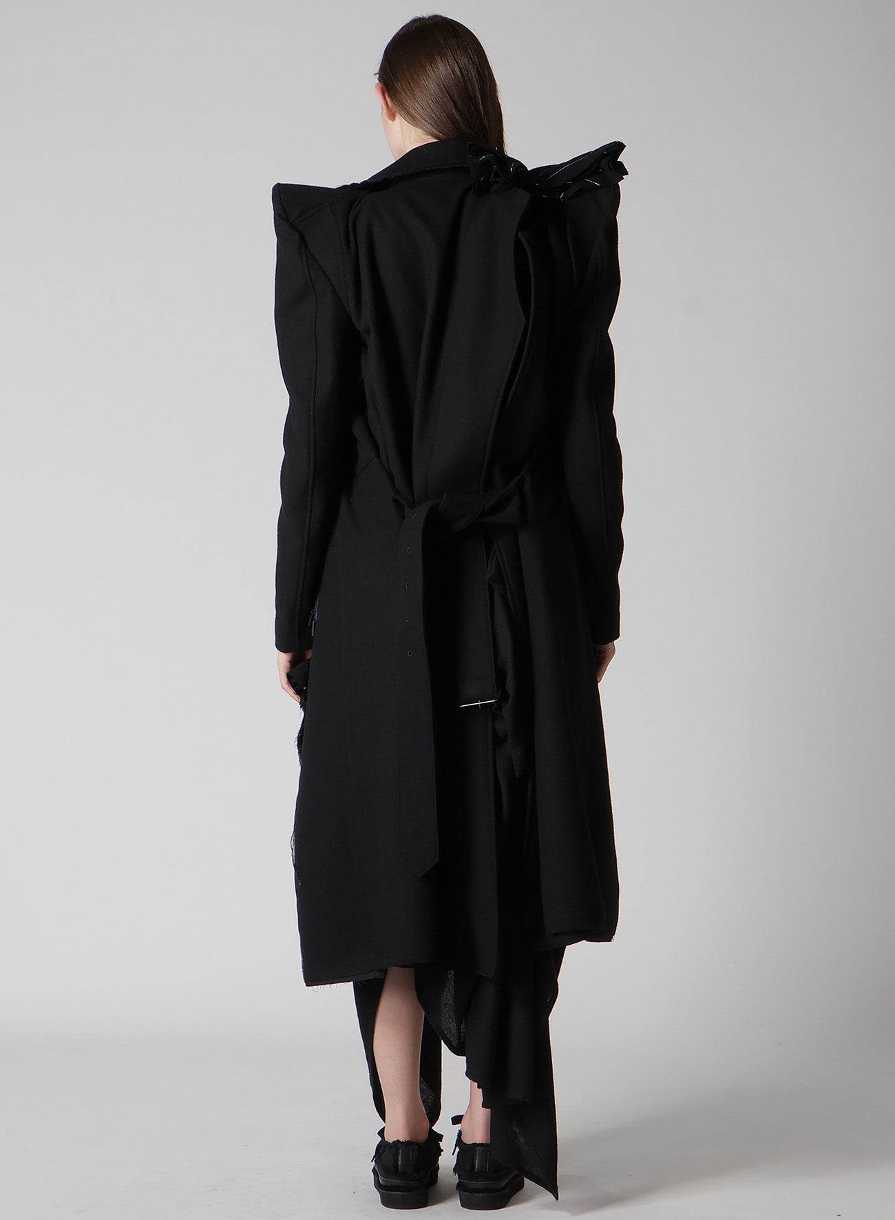FLANNEL P SHOULDER BELTED COAT