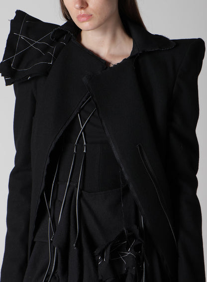 FLANNEL P SHOULDER BELTED COAT