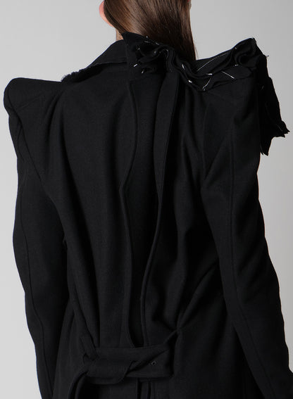 FLANNEL P SHOULDER BELTED COAT