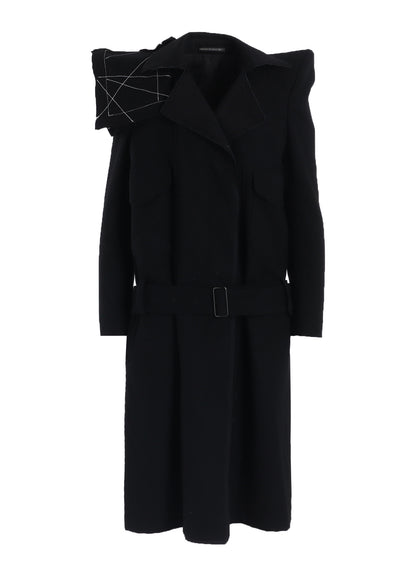 FLANNEL P SHOULDER BELTED COAT