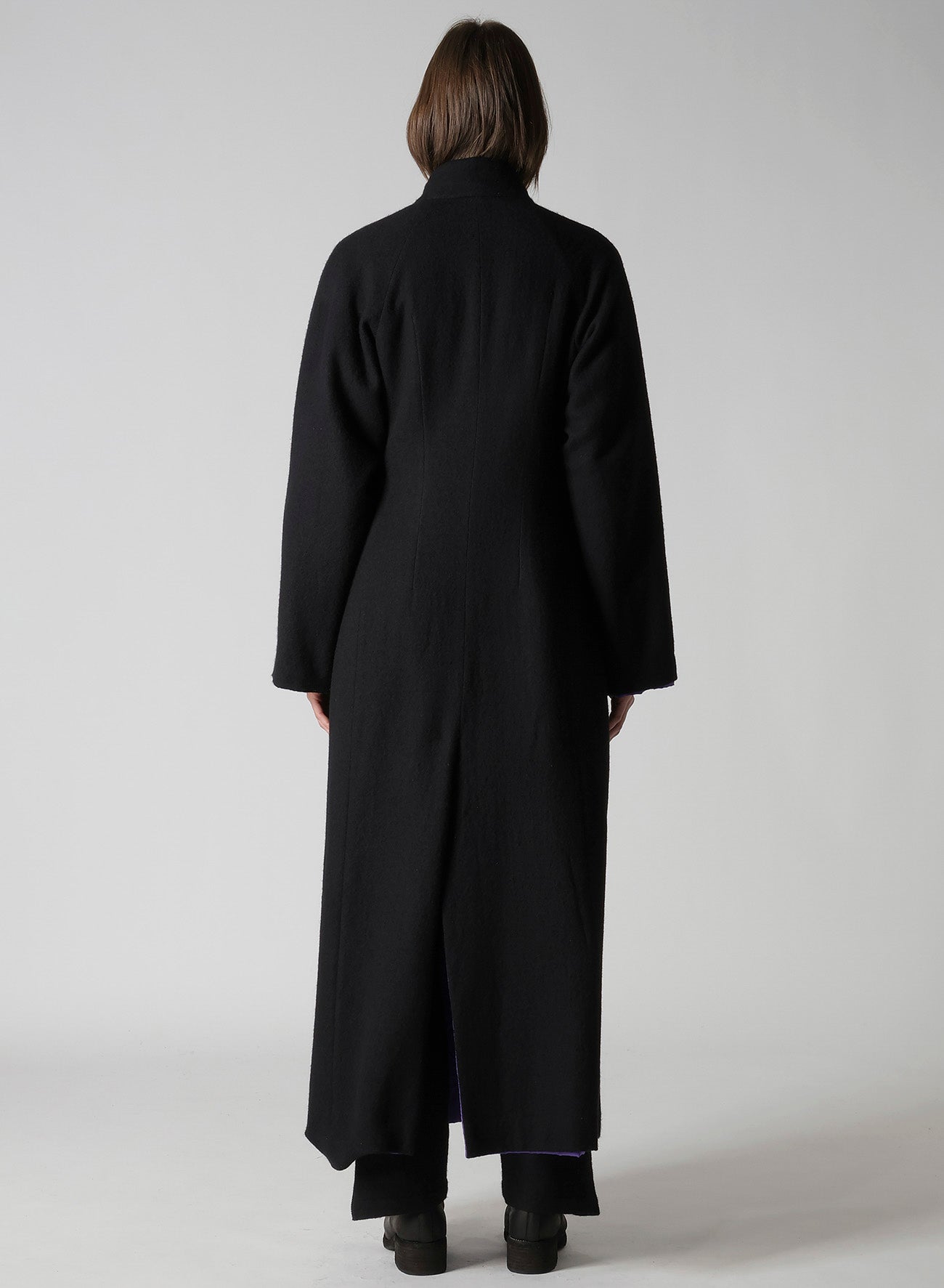 OVERDYE WOOL VIERA REVERSIBLE STAND COLLAR COAT