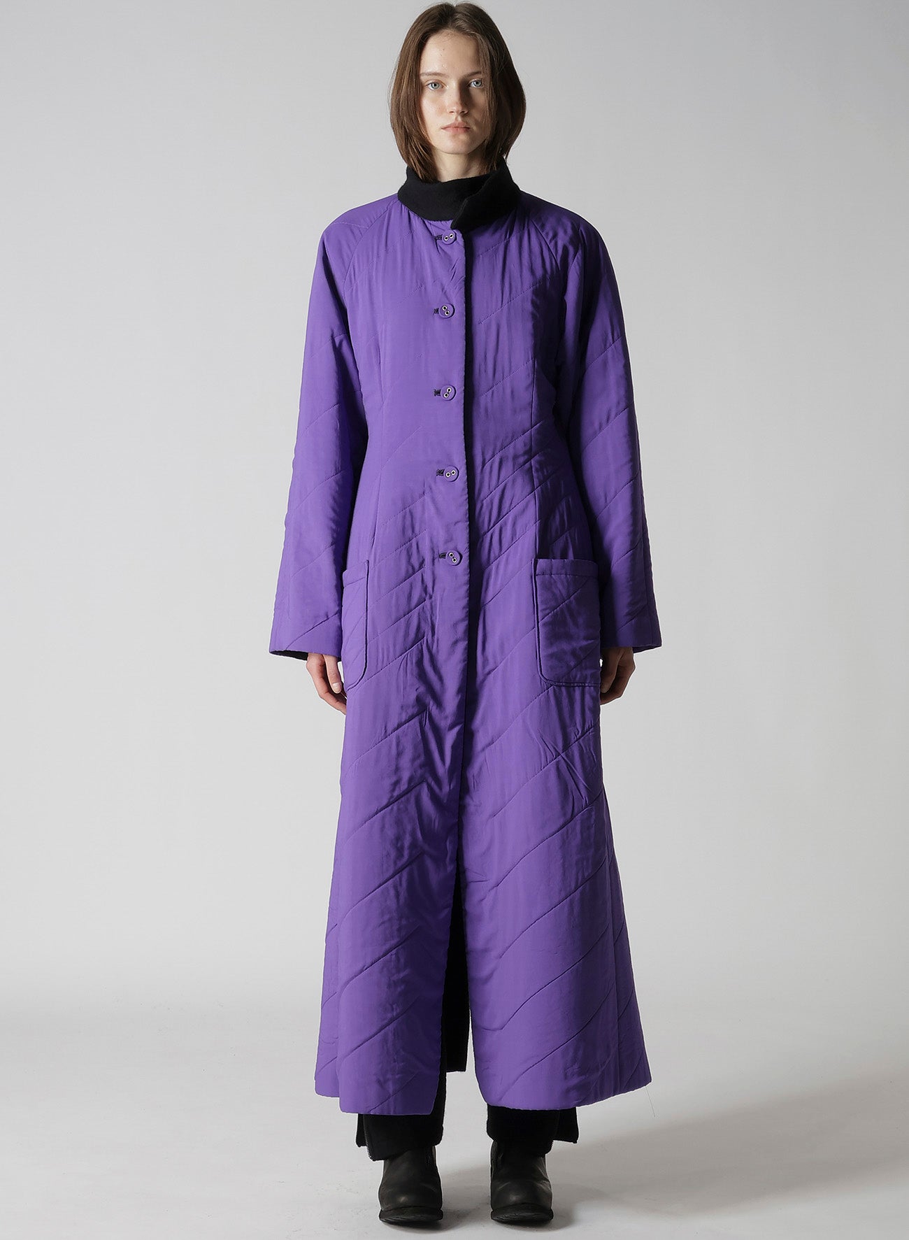 OVERDYE WOOL VIERA REVERSIBLE STAND COLLAR COAT