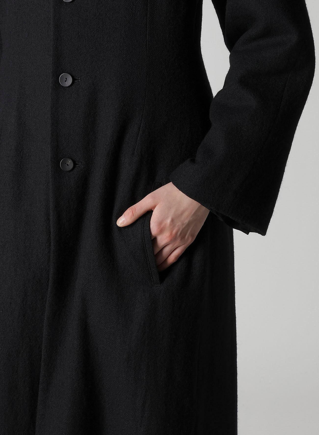 WOOL VIYELLA REVERSIBLE STAND COLLAR COAT