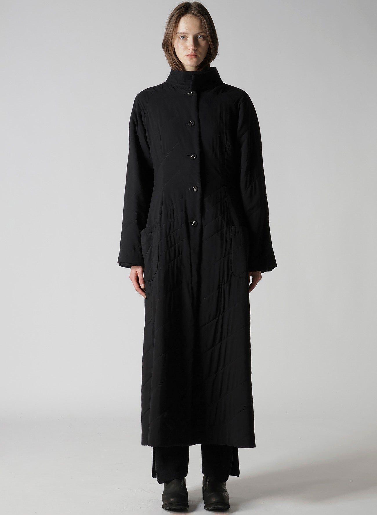 WOOL VIYELLA REVERSIBLE STAND COLLAR COAT