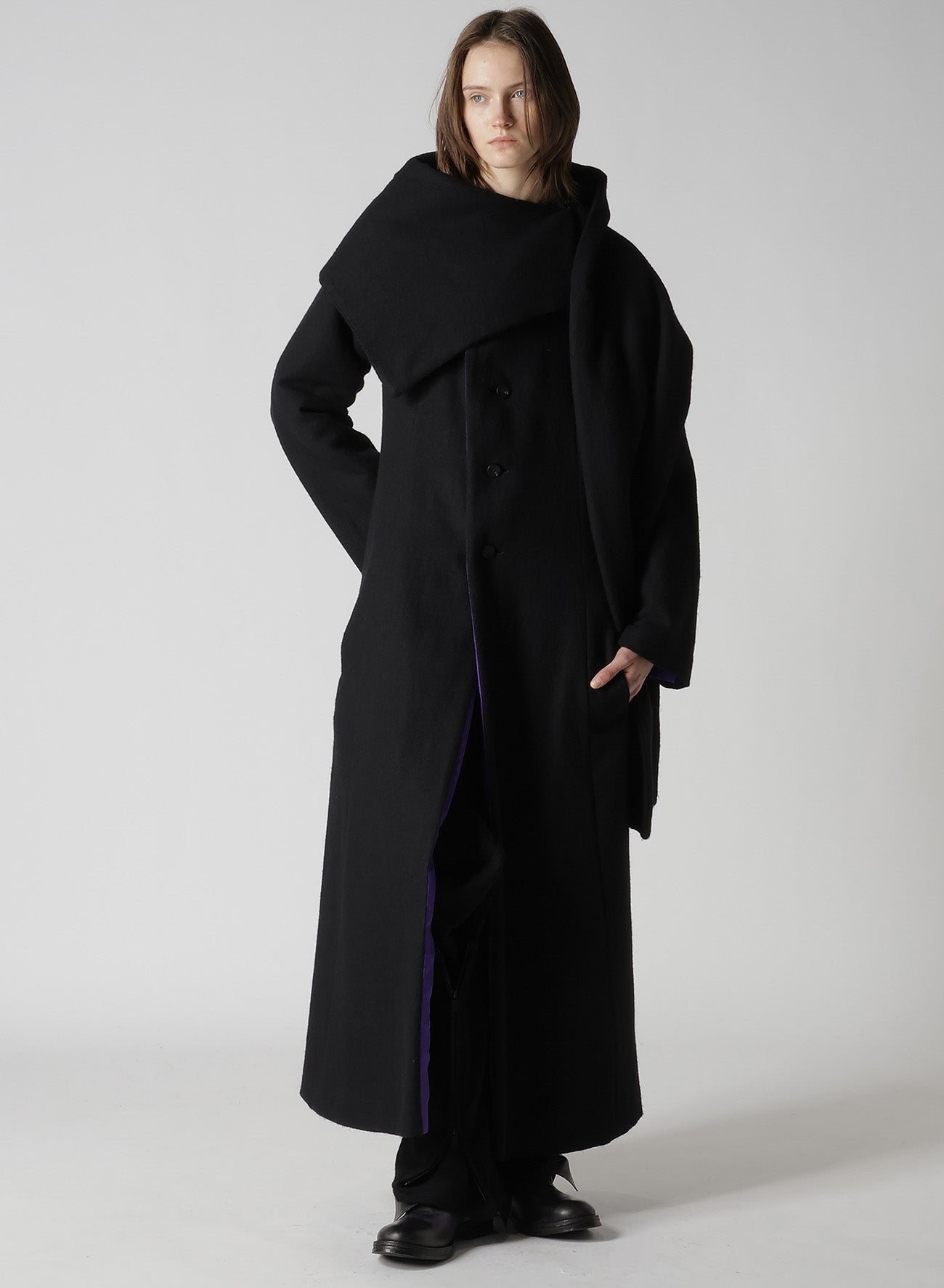 WOOL VIYELLA REVERSIBLE STOLE D COAT
