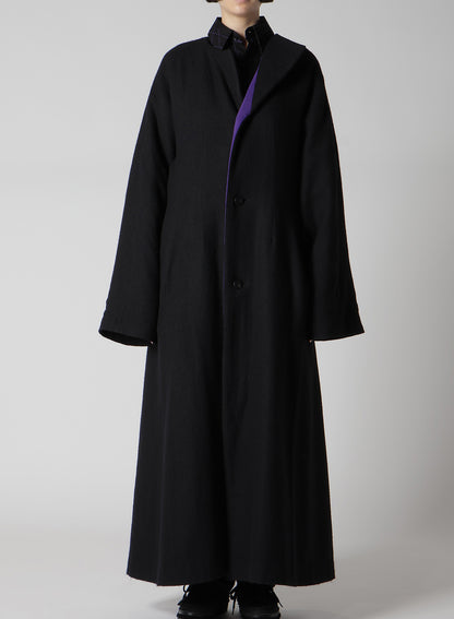 OVERDYE WOOL VIERA REVERSIBLE COLLARLESS COAT