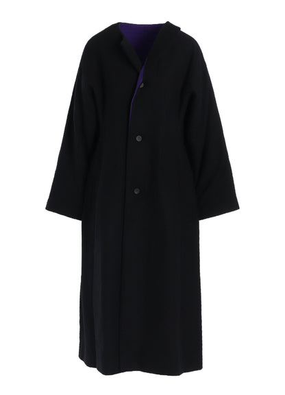 OVERDYE WOOL VIERA REVERSIBLE COLLARLESS COAT
