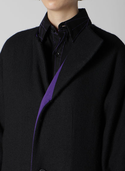 OVERDYE WOOL VIERA REVERSIBLE COLLARLESS COAT