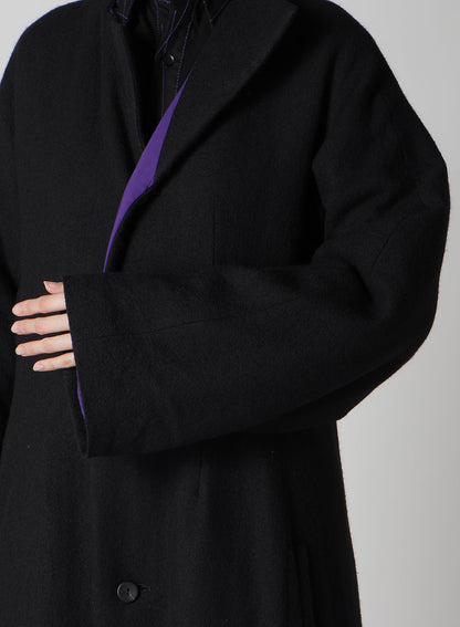 OVERDYE WOOL VIERA REVERSIBLE COLLARLESS COAT