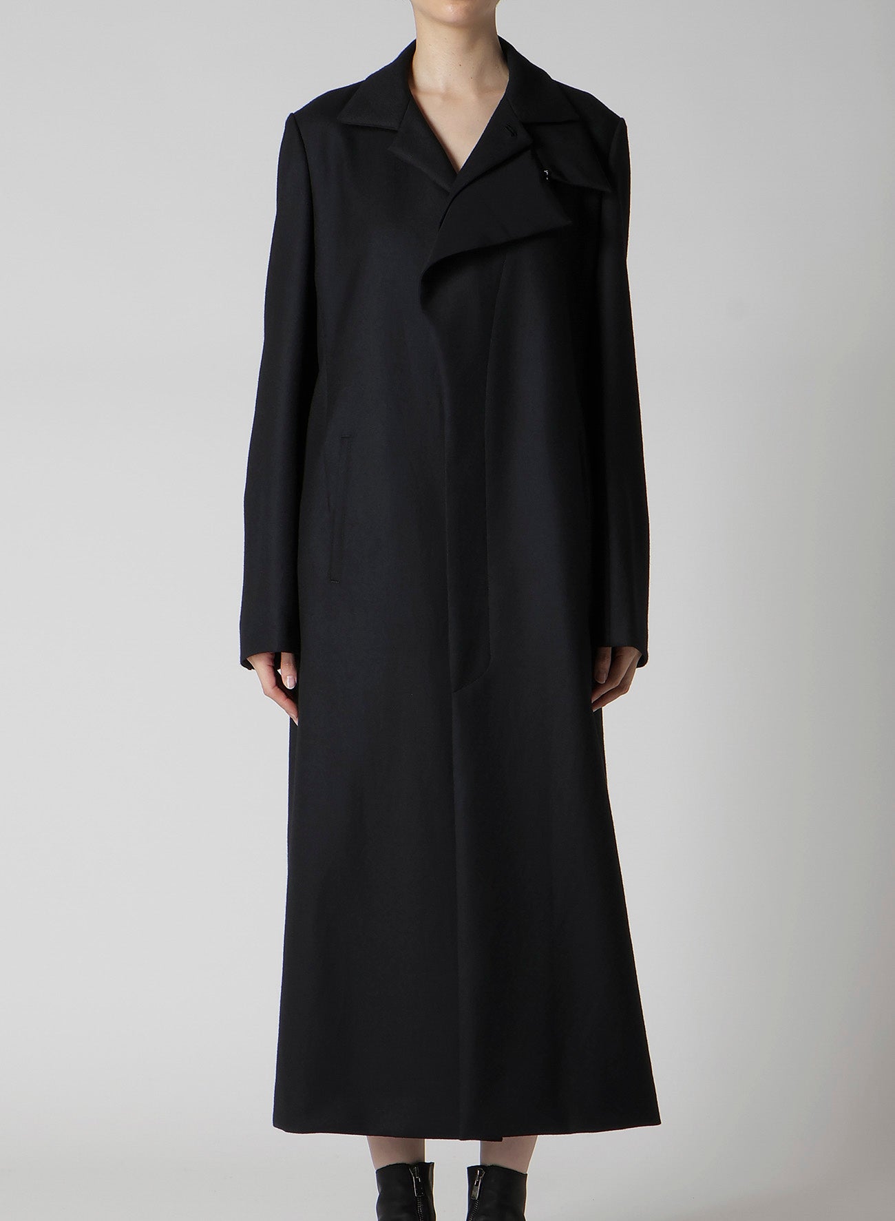 W/SAXONY R DOUBLE LAYERED LONG COAT