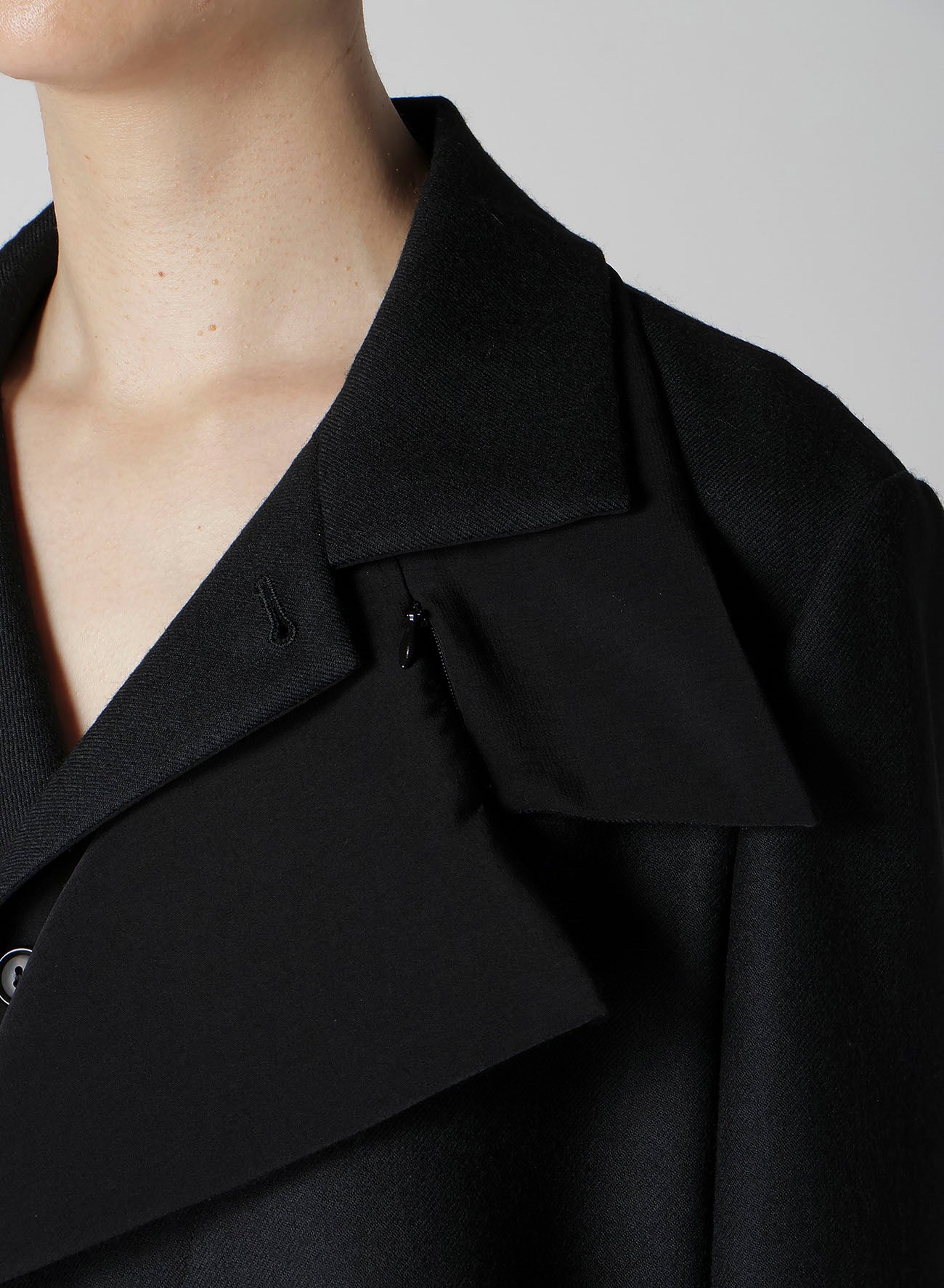 W/SAXONY R DOUBLE LAYERED LONG COAT