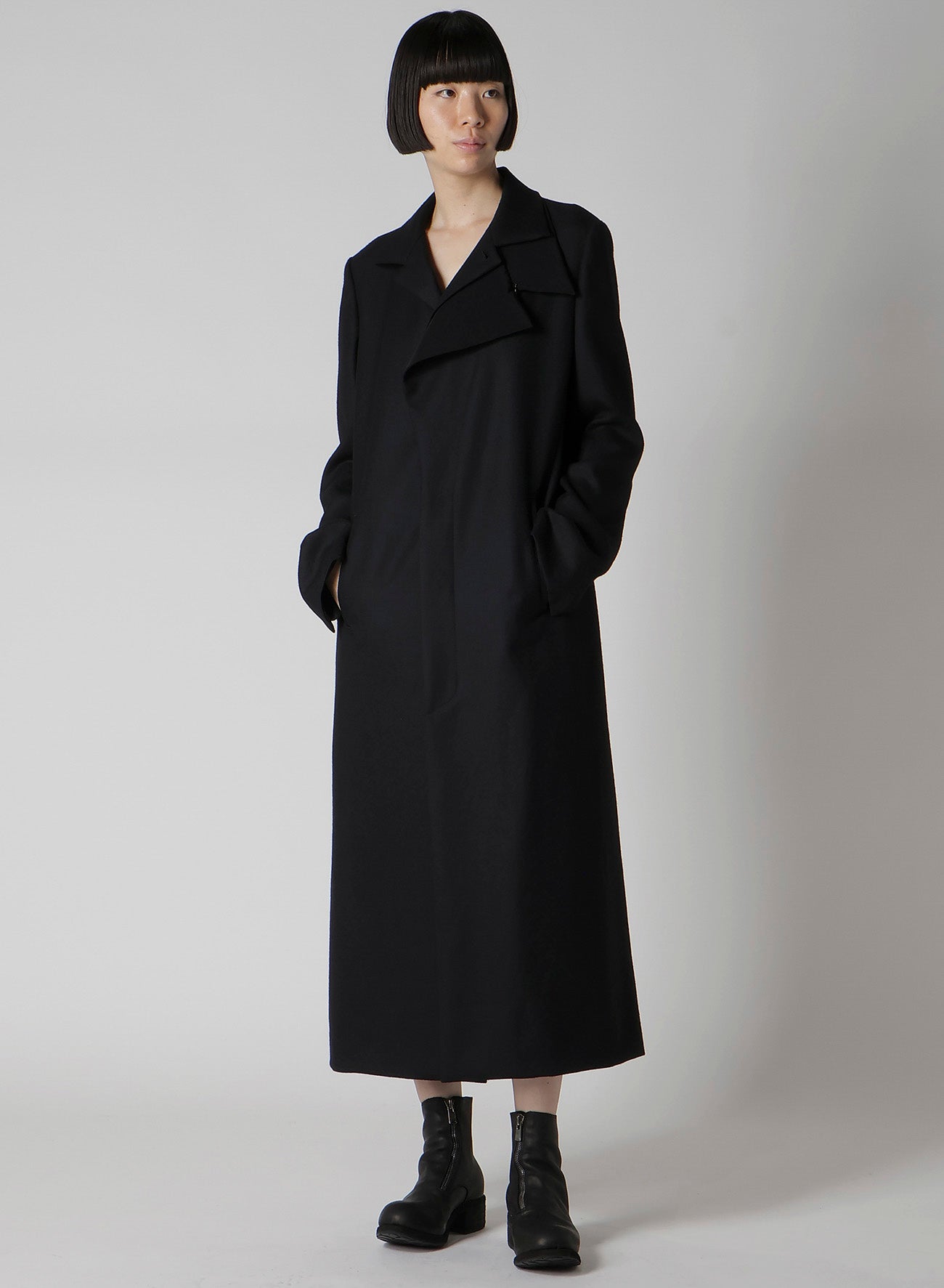 W/SAXONY R DOUBLE LAYERED LONG COAT
