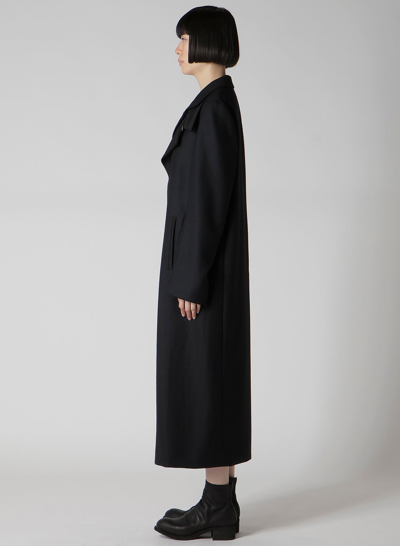 W/SAXONY R DOUBLE LAYERED LONG COAT