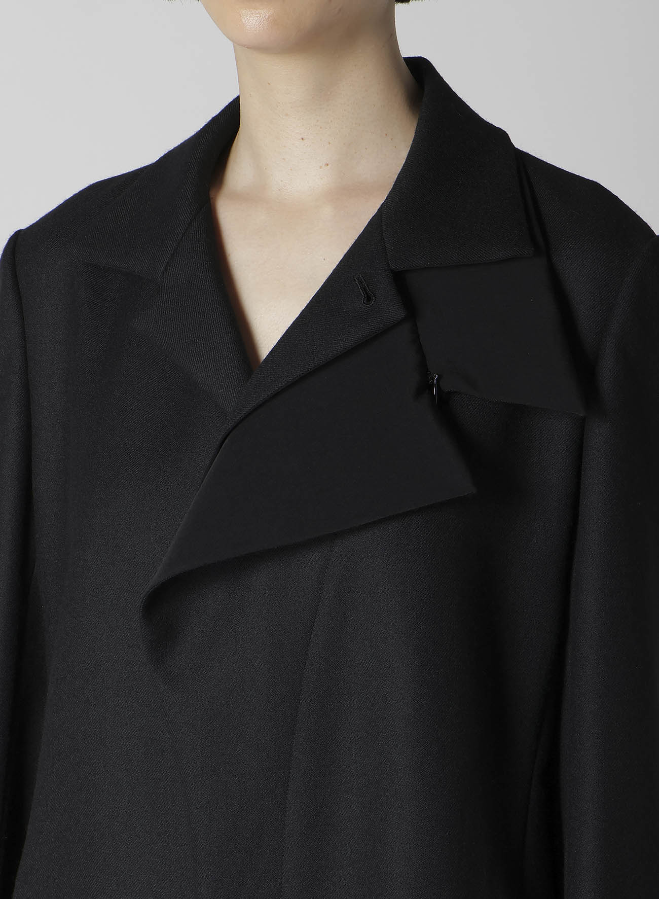 W/SAXONY R DOUBLE LAYERED LONG COAT