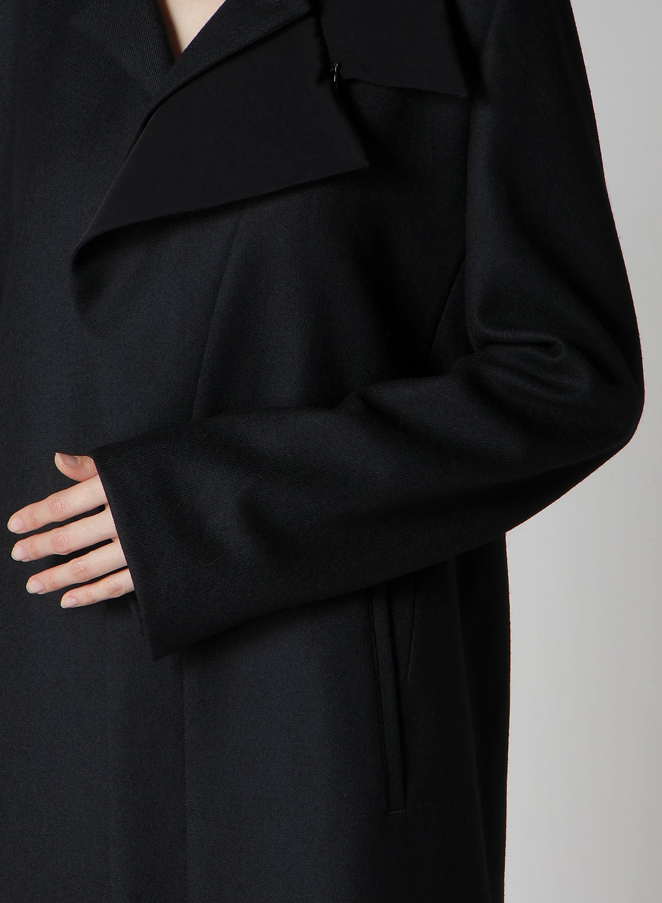W/SAXONY R DOUBLE LAYERED LONG COAT