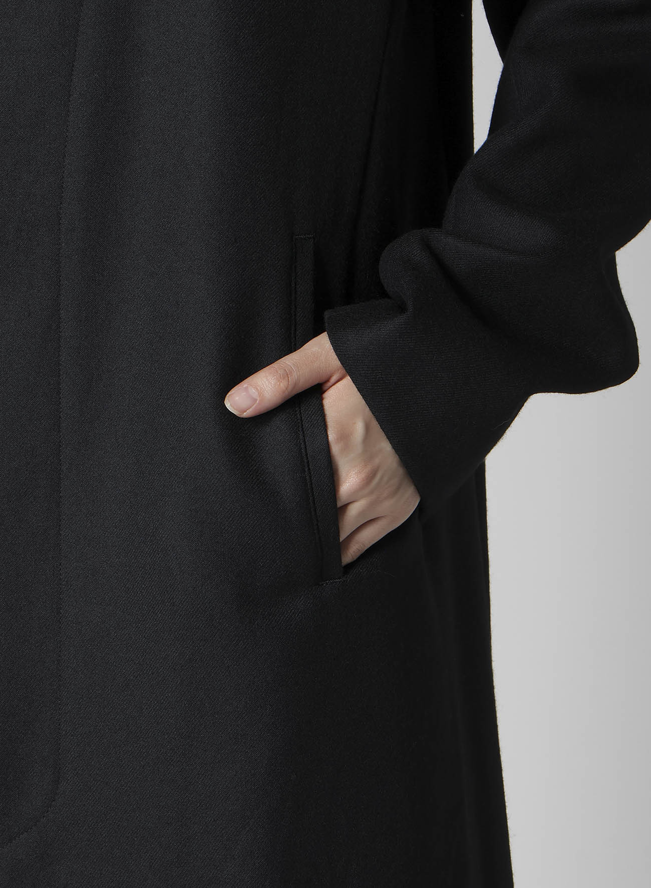 W/SAXONY R DOUBLE LAYERED LONG COAT