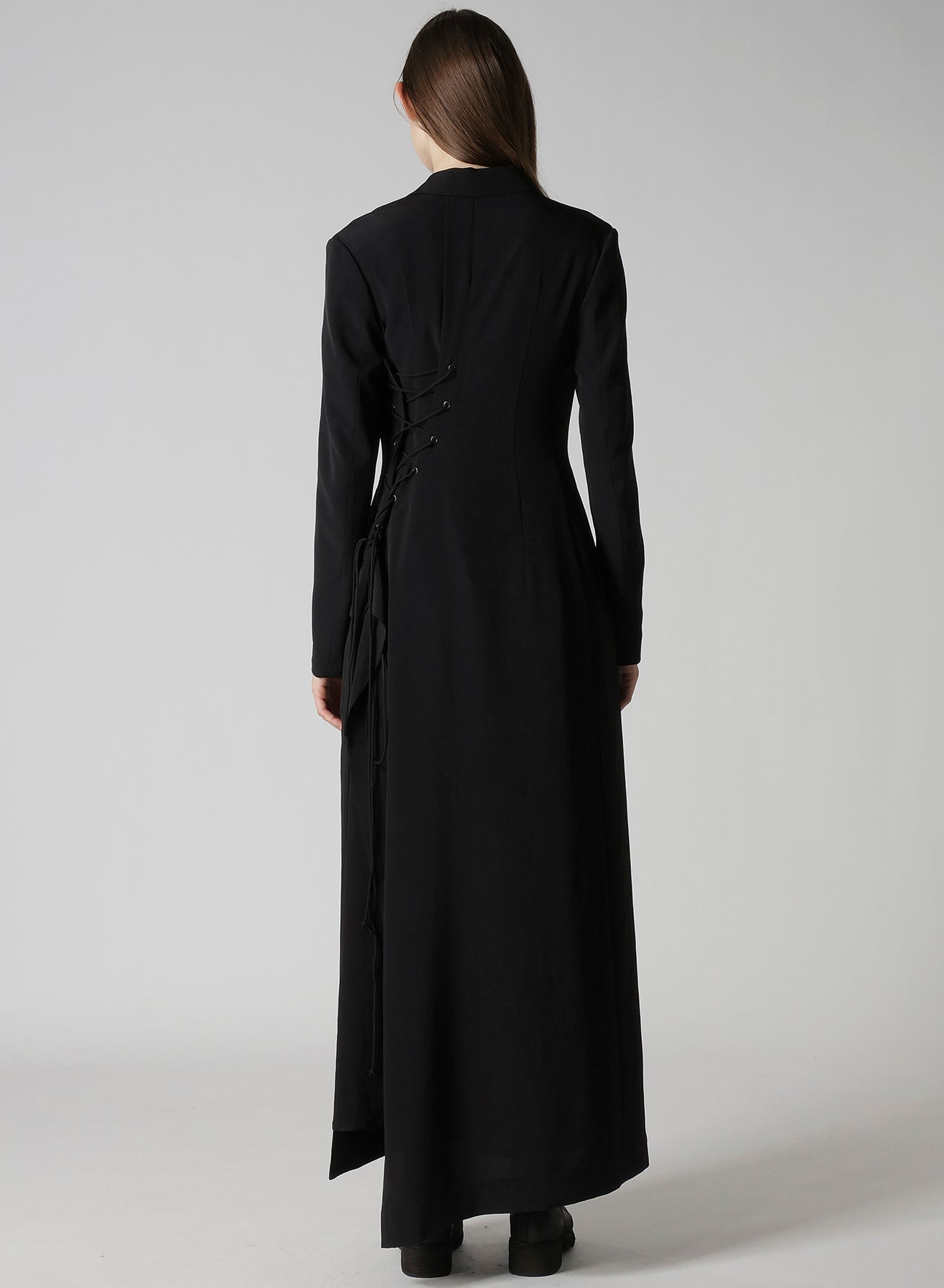 TA/PE CREPE DE CHINE BACK LACE UP LONG COAT