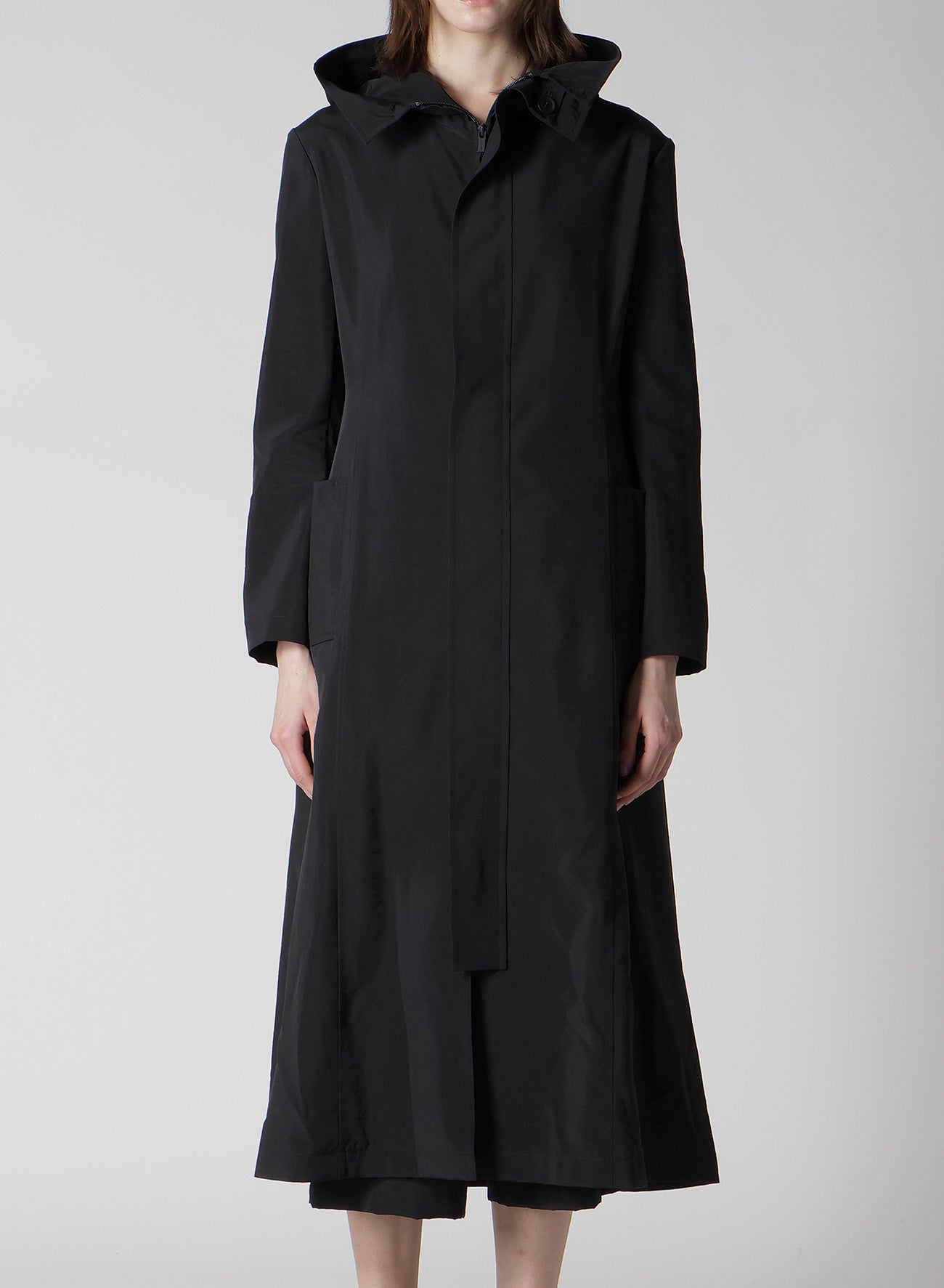 Ny/Si TAFFETA HOODED ZIP COAT