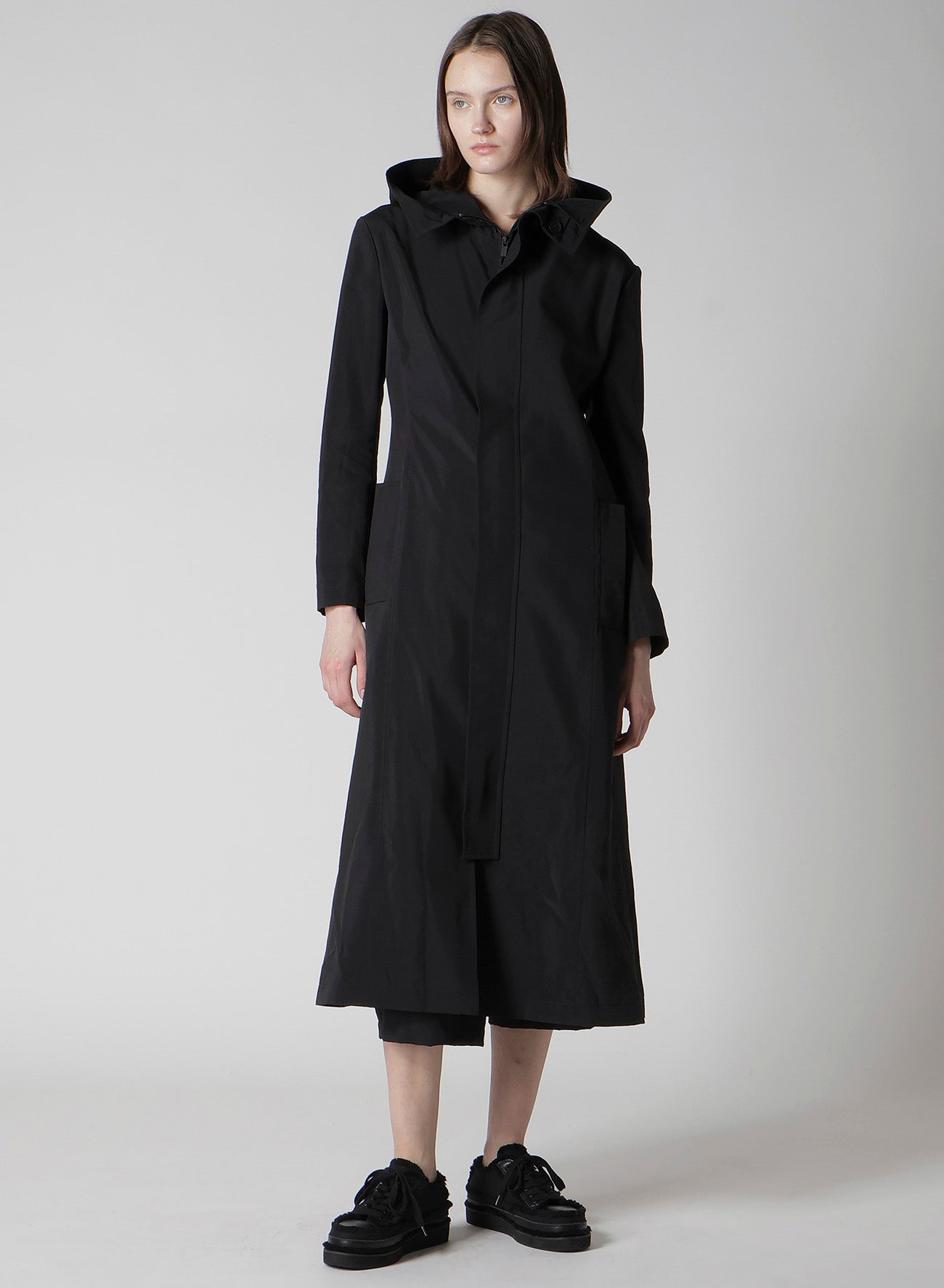 Ny/Si TAFFETA HOODED ZIP COAT