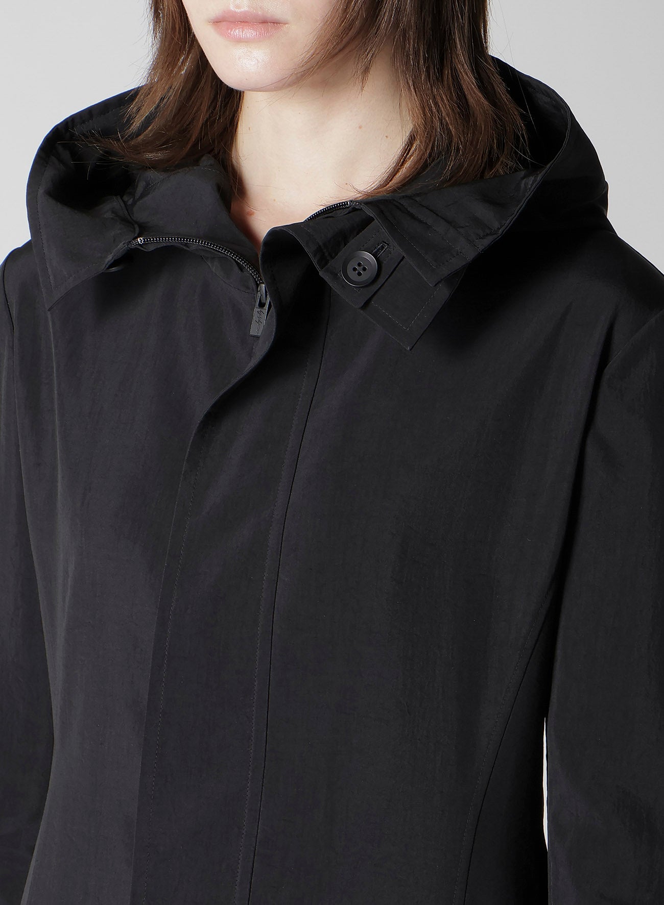 Ny/Si TAFFETA HOODED ZIP COAT