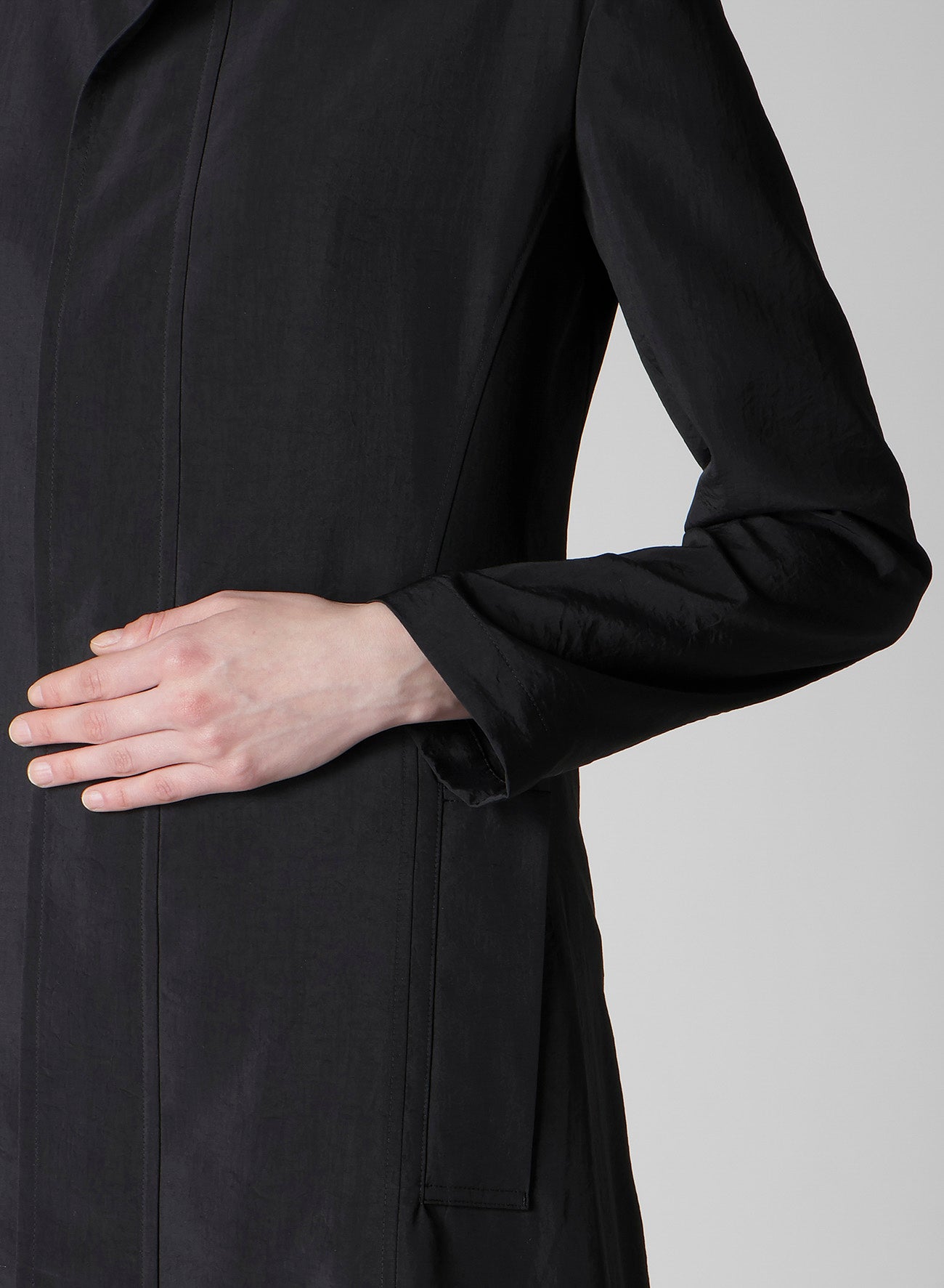 Ny/Si TAFFETA HOODED ZIP COAT