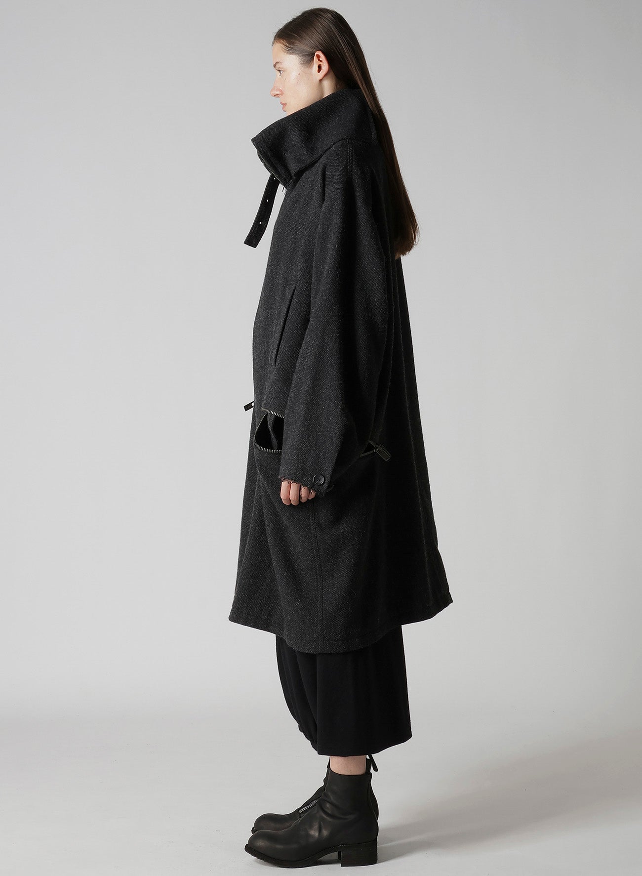 TWEED CLOTH B COLLAR COAT
