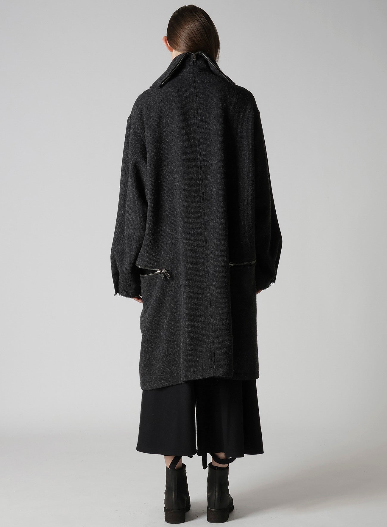 TWEED CLOTH B COLLAR COAT