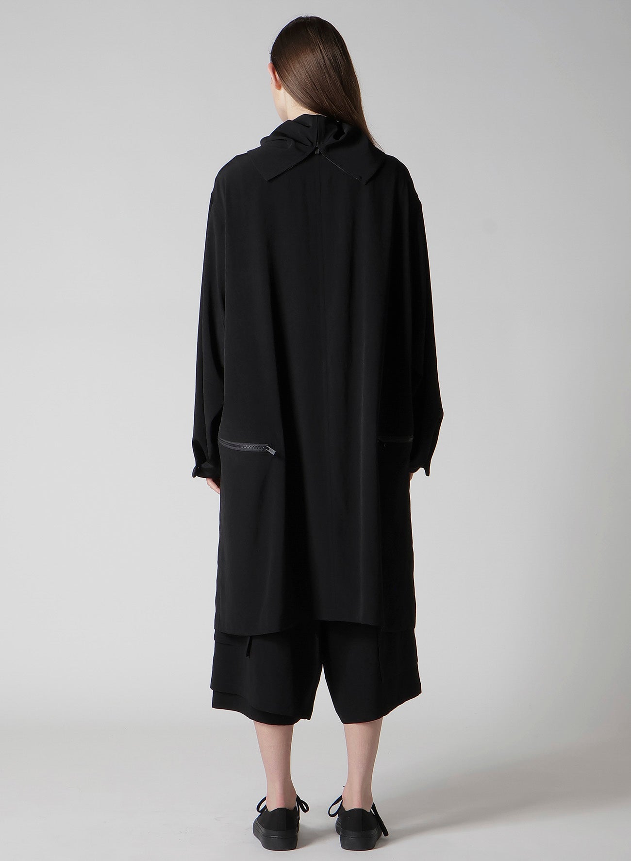 TA/PE CREPE DE CHINE B COLLAR COAT