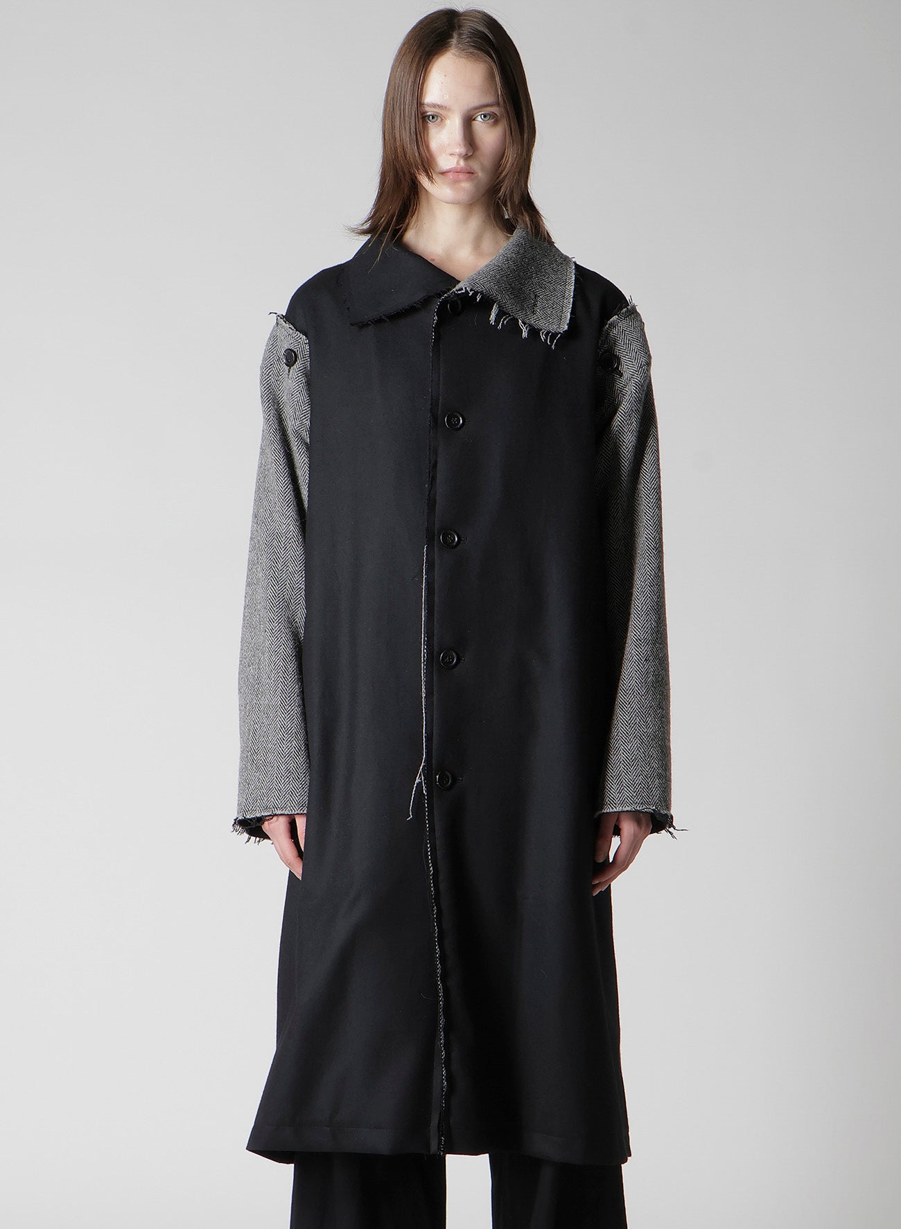 W/SAXONY B/TWEED STAND COAT