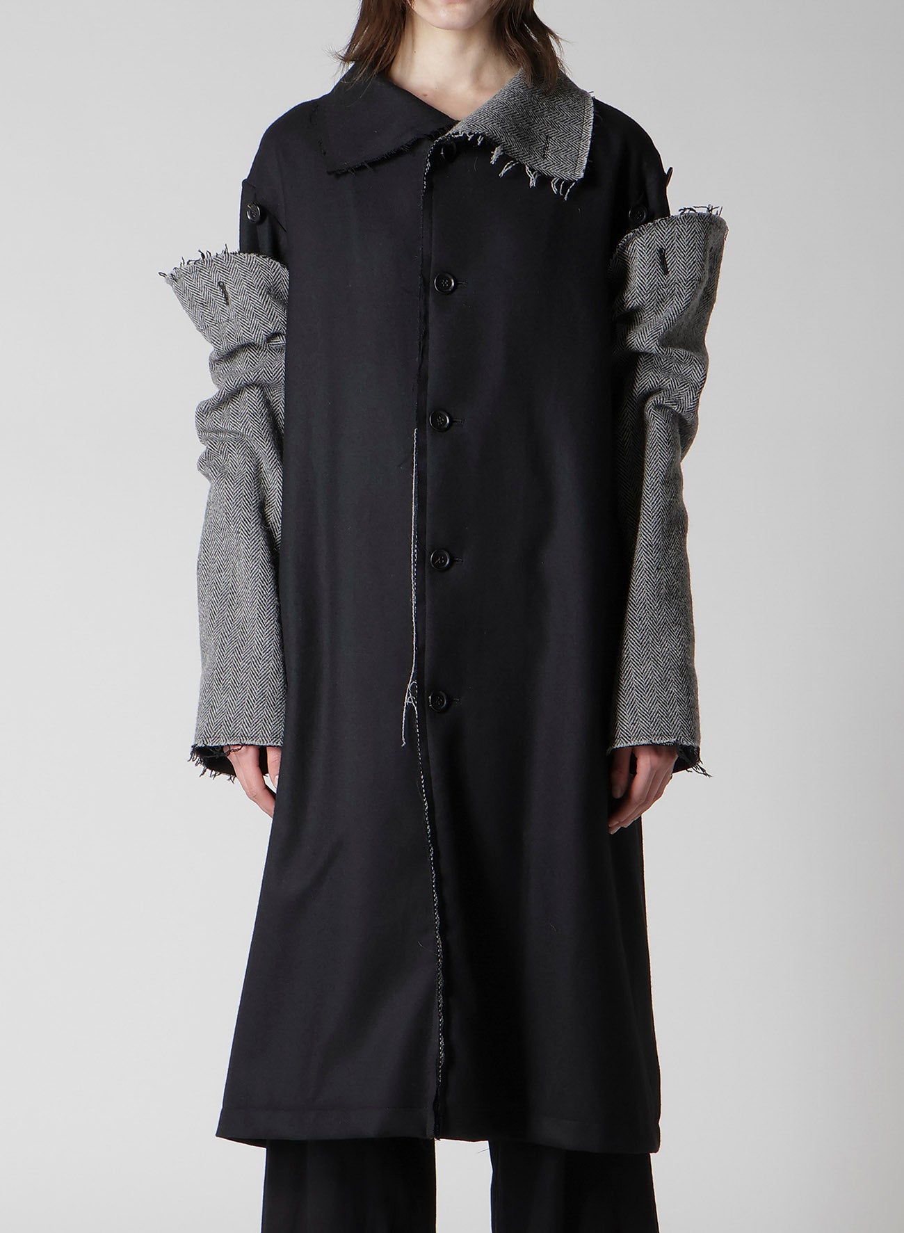 W/SAXONY B/TWEED STAND COAT