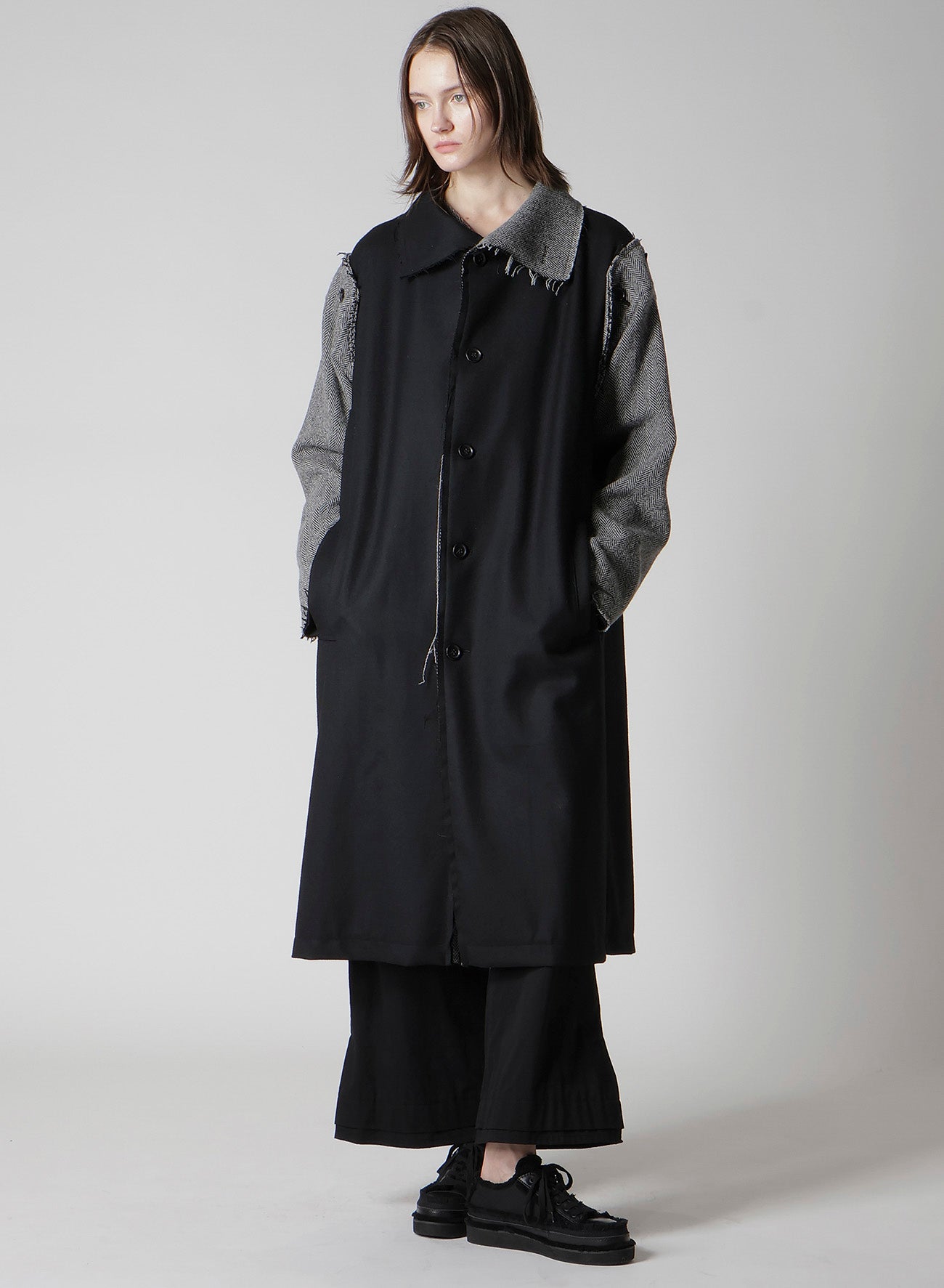 W/SAXONY B/TWEED STAND COAT