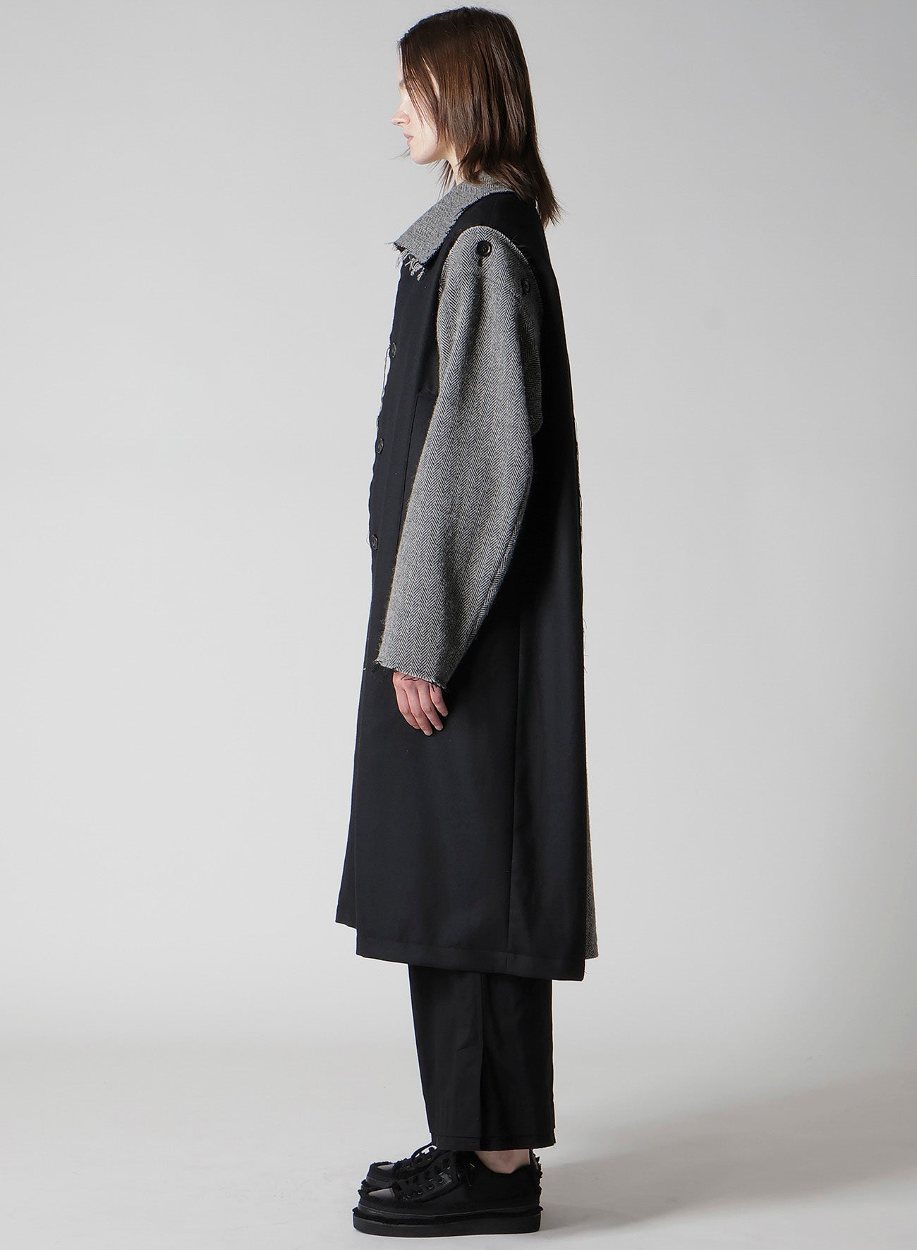W/SAXONY B/TWEED STAND COAT